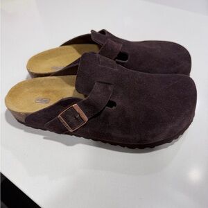 Birkenstock Dark Brown Suede Mules